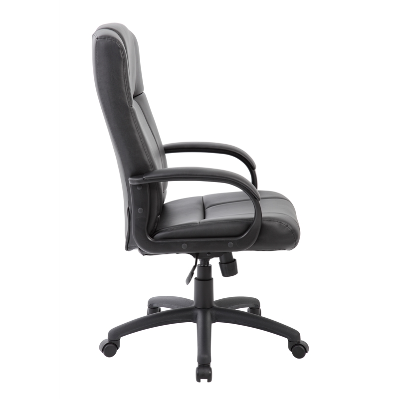Boss Office Products Caressoftplus Vinyl Executive High Back Chair in Black
