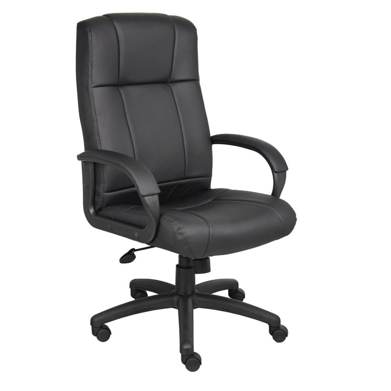 Boss Office Products Caressoftplus Vinyl Executive High Back Chair in Black