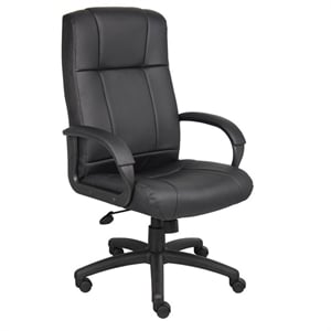 Boss Office Products Caressoftplus Vinyl Executive High Back Chair in Black
