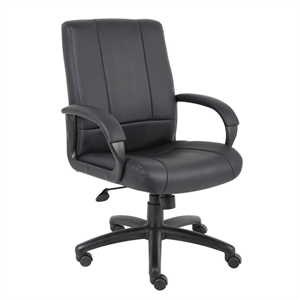 Boss Office Products Mid-Back Caressoft Vinyl Executive Office Chair in Black