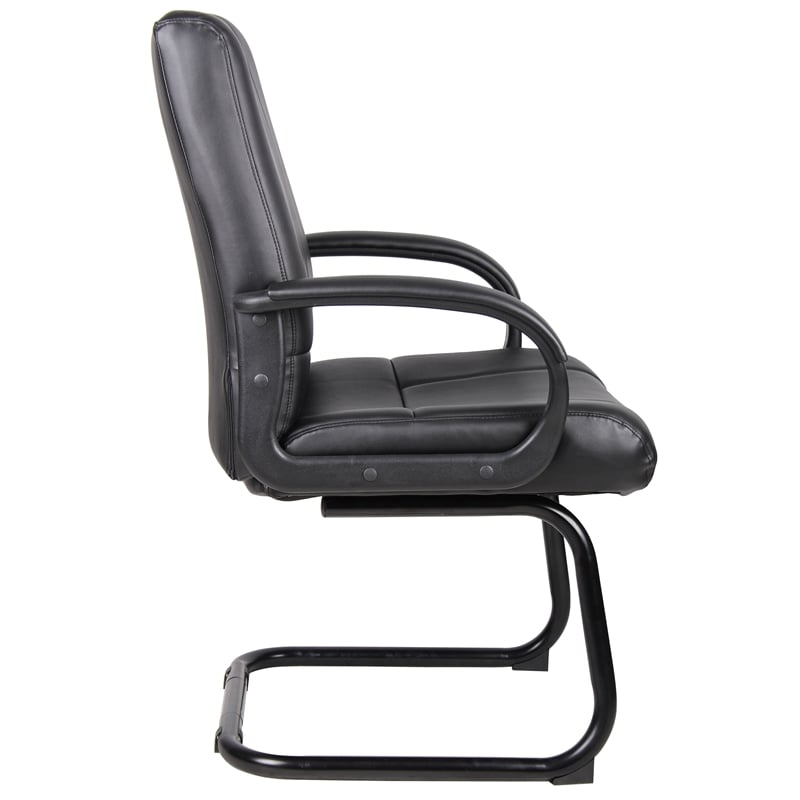 Boss Office Products Caressoftplus Vinyl Mid Back Guest Chair in Black