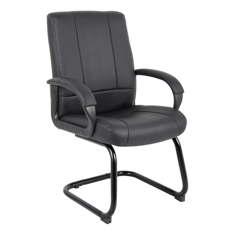 Boss Office Products Caressoftplus Vinyl Mid Back Guest Chair in Black