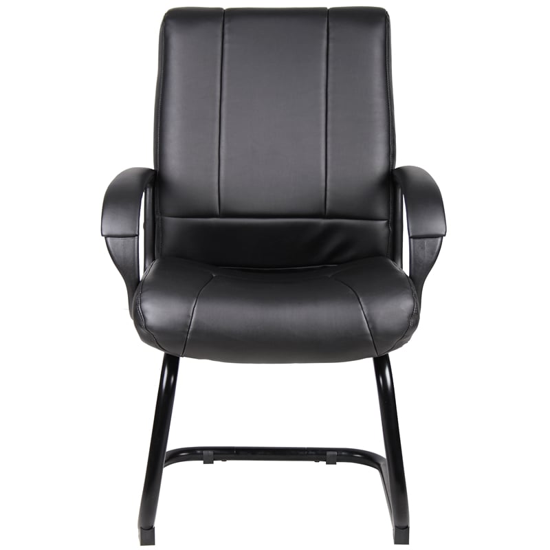 Boss Office Products Caressoftplus Vinyl Mid Back Guest Chair in Black