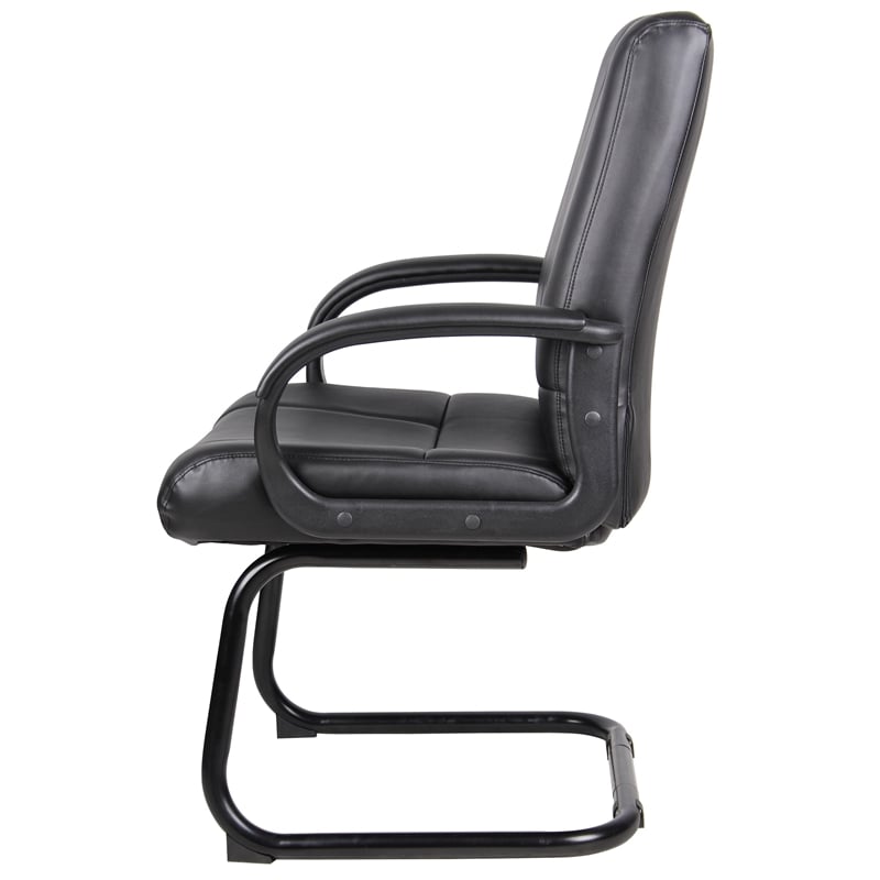 Boss Office Products Caressoftplus Vinyl Mid Back Guest Chair in Black