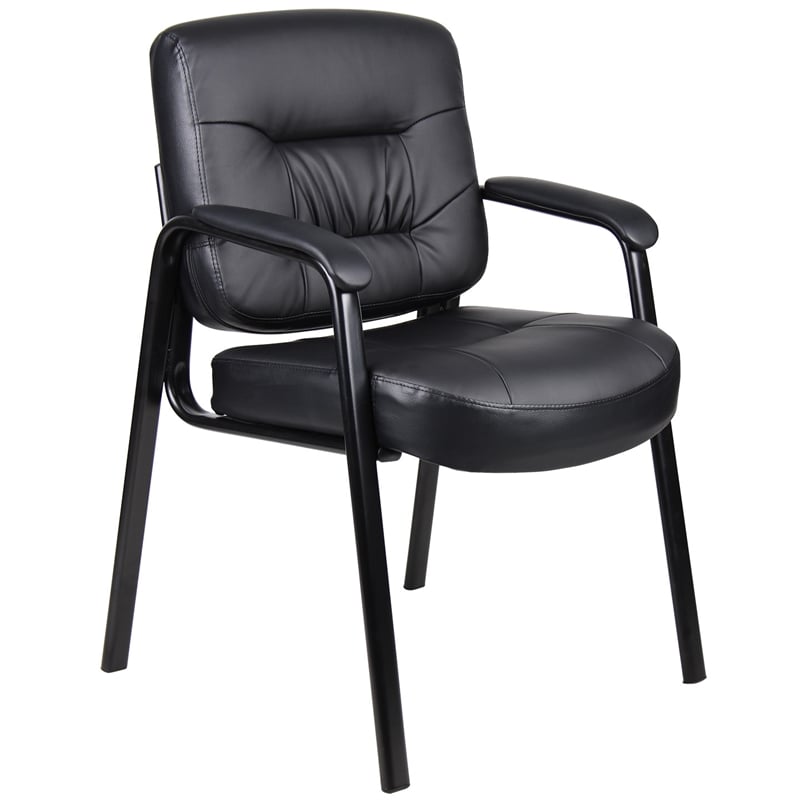 Boss Office Products Executive Mid Back LeatherPlus Guest Chair in Black