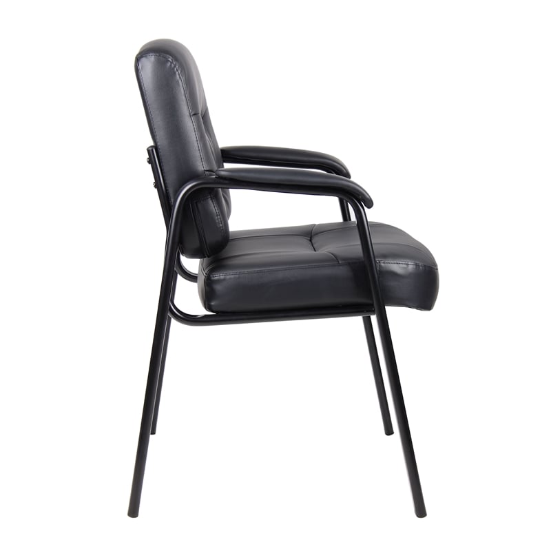 Boss Office Products Executive Mid Back LeatherPlus Guest Chair in Black