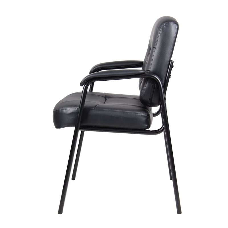 Boss Office Products Executive Mid Back LeatherPlus Guest Chair in Black