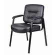 Boss Office Products Executive Mid Back LeatherPlus Guest Chair in Black