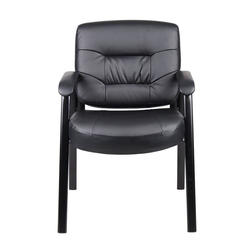 Boss Office Products Executive Mid Back LeatherPlus Guest Chair in Black