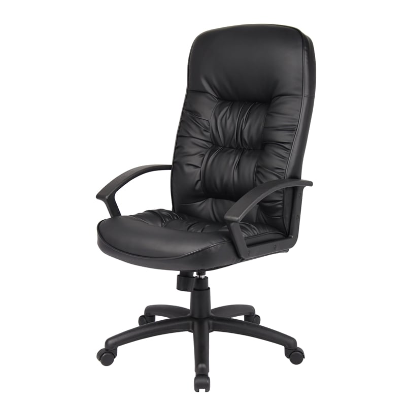 Boss Office Products Leather High Back Executive Chair in Black