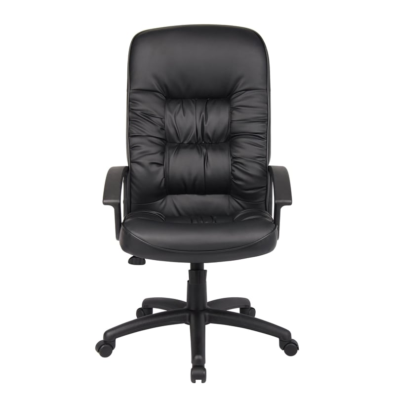 Boss Office Products Leather High Back Executive Chair in Black