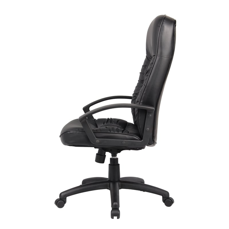Boss Office Products Leather High Back Executive Chair in Black