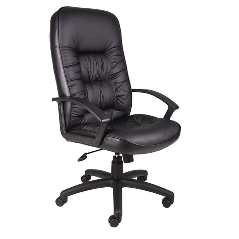 Boss Office Products Leather High Back Executive Chair in Black