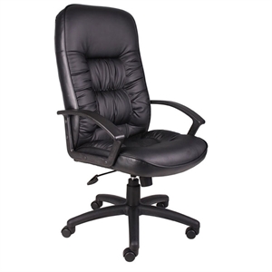 Boss Office Products Leather High Back Executive Chair in Black