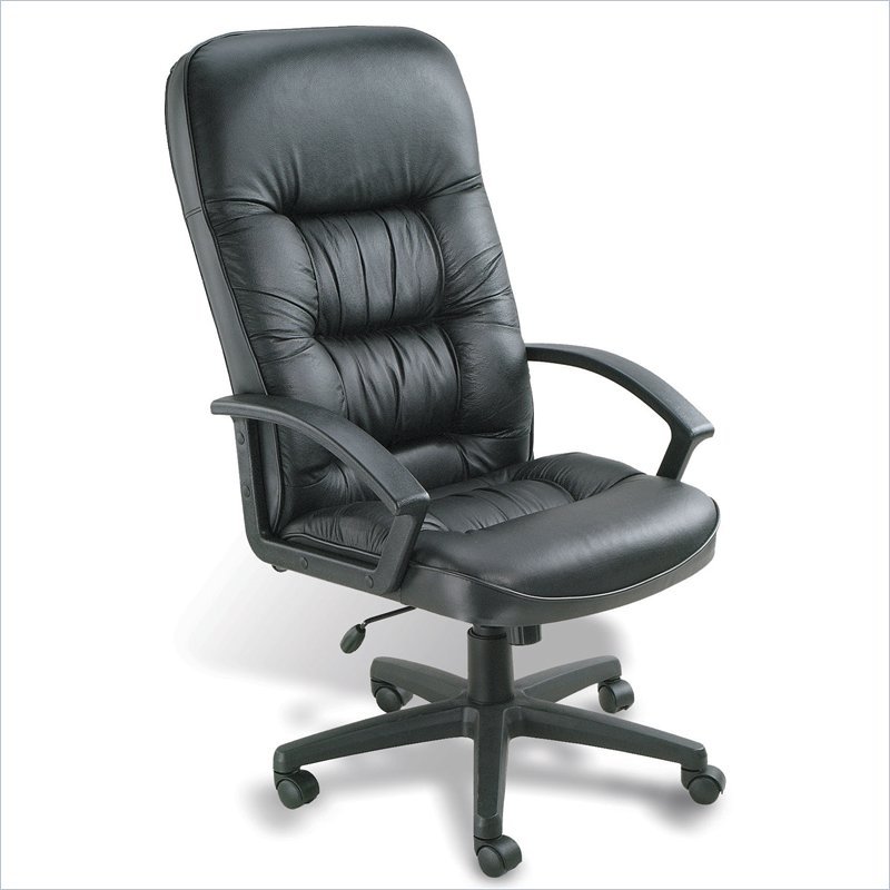 Boss Office Products Leather High Back Executive Chair in Black |  