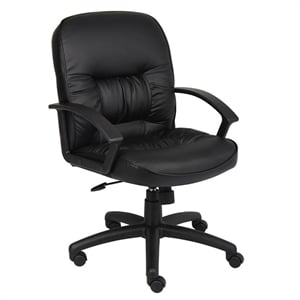 Boss Office Products Mid Back LeatherPlus Chair with Casters in Black