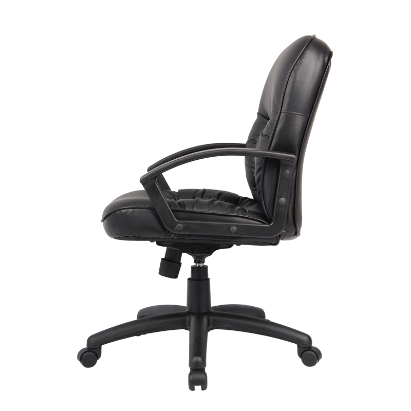 Boss Office Products Mid Back LeatherPlus Chair with Casters in Black