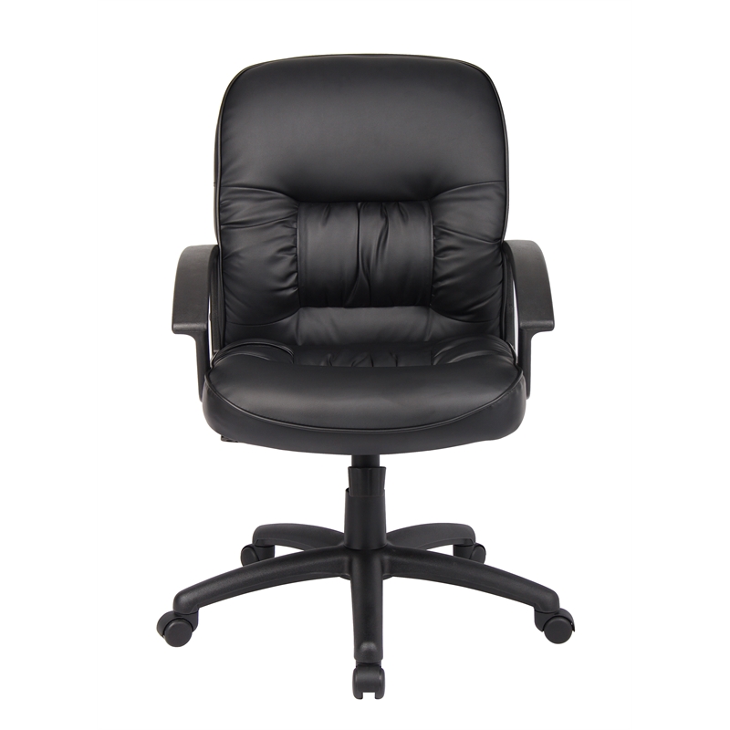 Boss Office Products Mid Back LeatherPlus Chair with Casters in Black