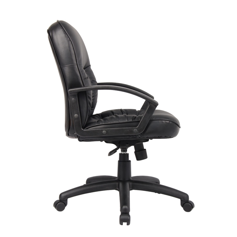 Boss Office Products Mid Back LeatherPlus Chair with Casters in Black