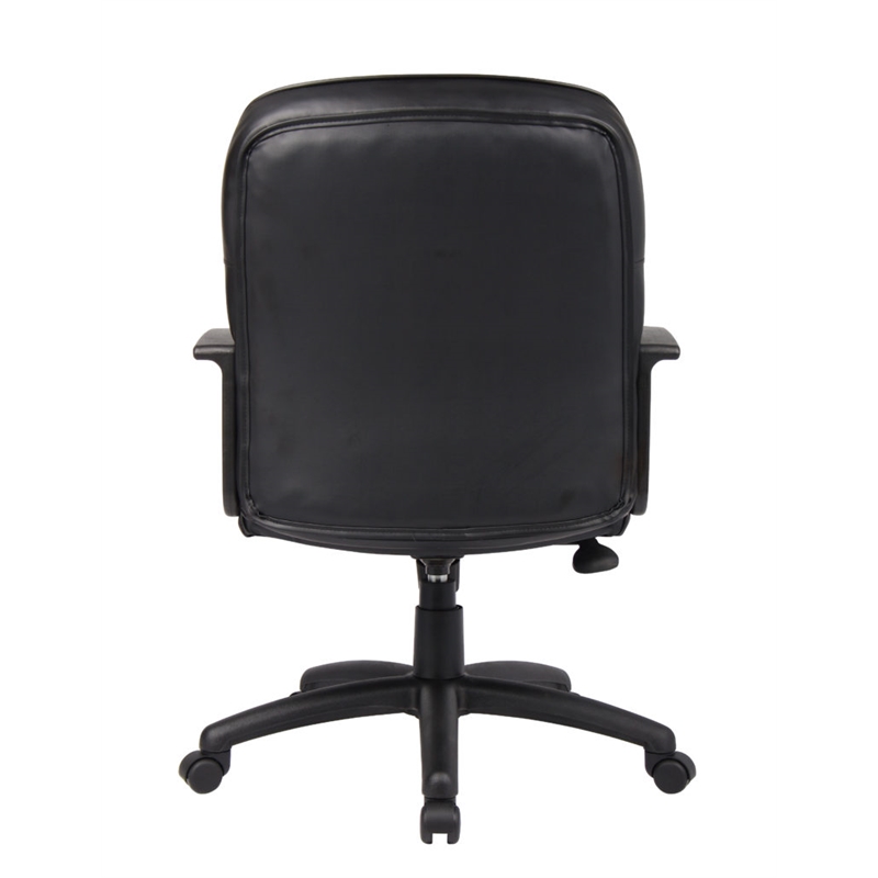 Boss Office Products Mid Back LeatherPlus Chair with Casters in Black