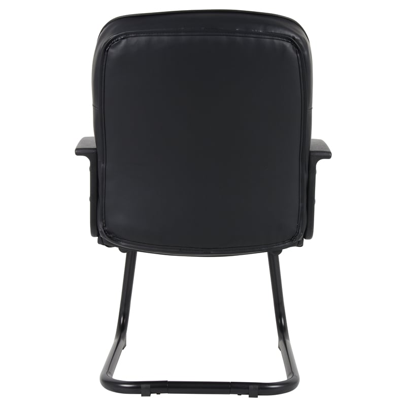 Boss Office Products Ergonomic Leather Guest Chair in Black