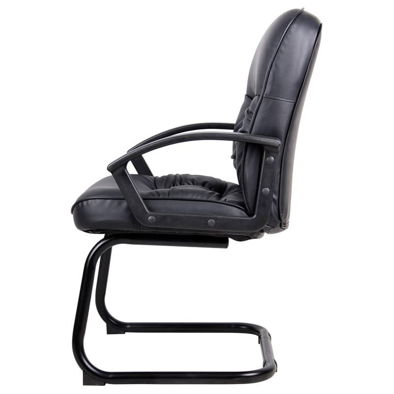 Boss Office Products Ergonomic Leather Guest Chair in Black