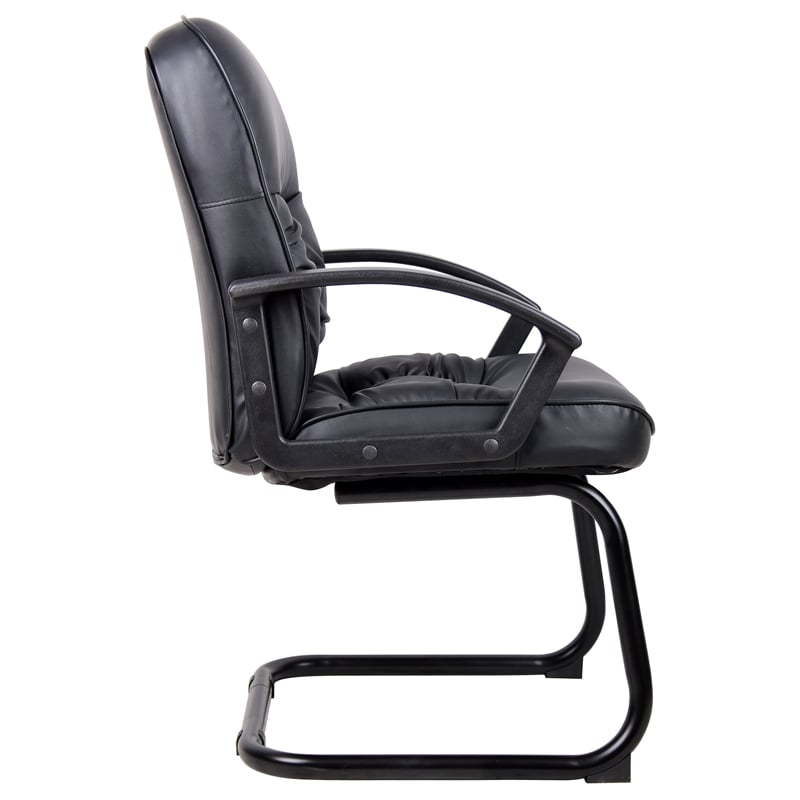 Boss Office Products Ergonomic Leather Guest Chair in Black