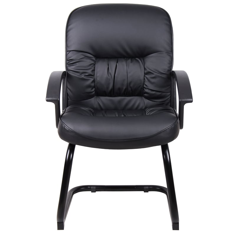 Boss Office Products Ergonomic Leather Guest Chair in Black