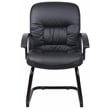 Boss Office Products Ergonomic Leather Guest Chair in Black