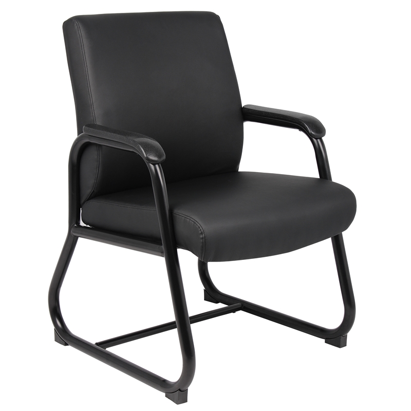 Boss Office Products Caressoft Executive Guest Chair with Sled Base in Black