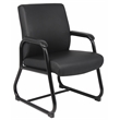 Boss Office Products Caressoft Executive Guest Chair with Sled Base in Black