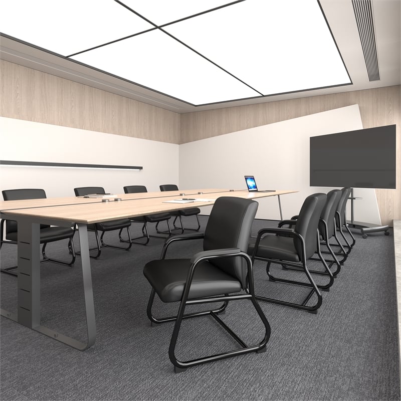 Boss Office Products Caressoft Executive Guest Chair with Sled Base in Black