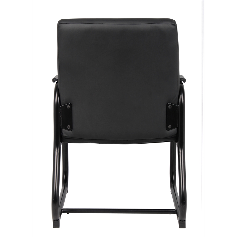 Boss Office Products Caressoft Executive Guest Chair with Sled Base in Black