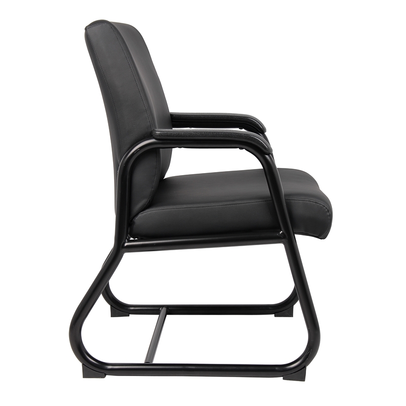 Boss Office Products Caressoft Executive Guest Chair with Sled Base in Black