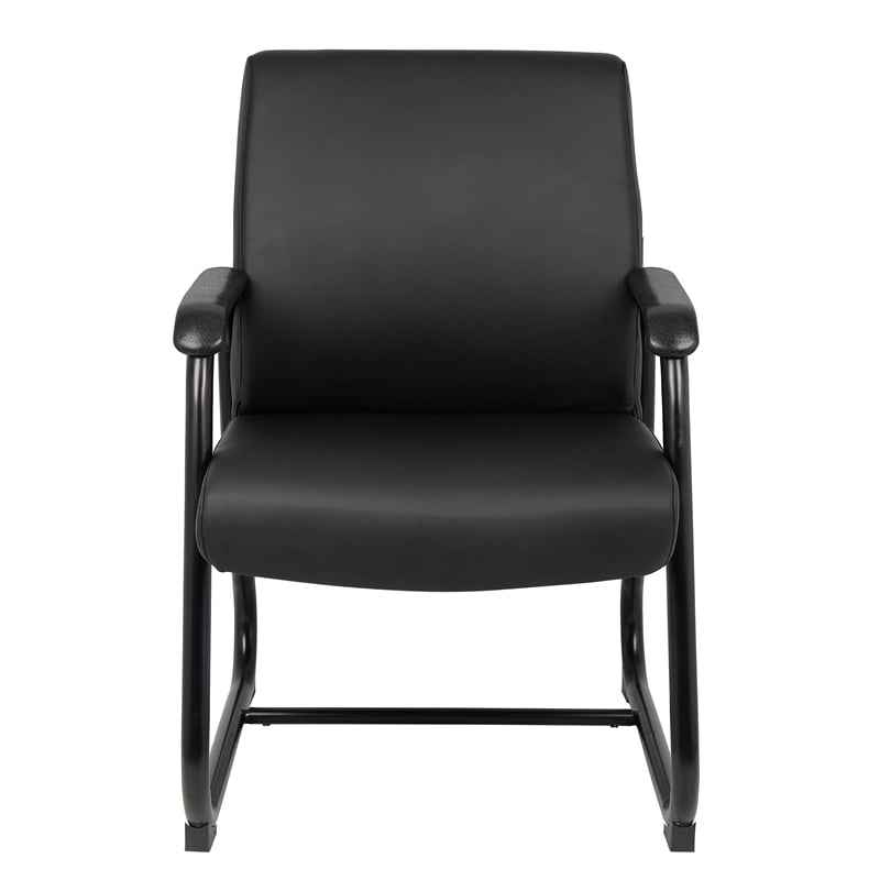 Boss Office Products Caressoft Executive Guest Chair with Sled Base in Black
