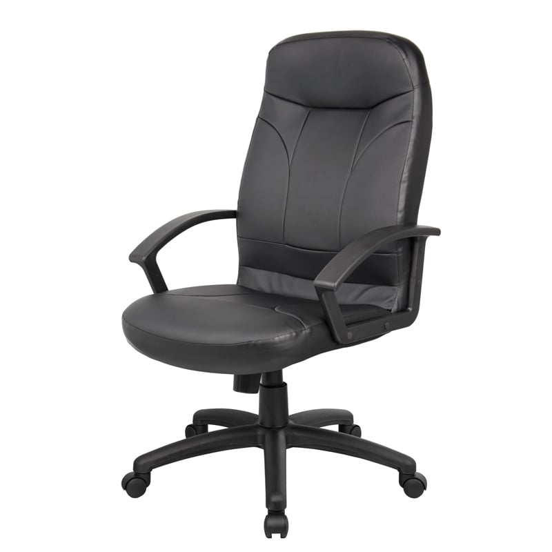 Boss Office Products Executive High Back Faux Leather Office Chair in Black