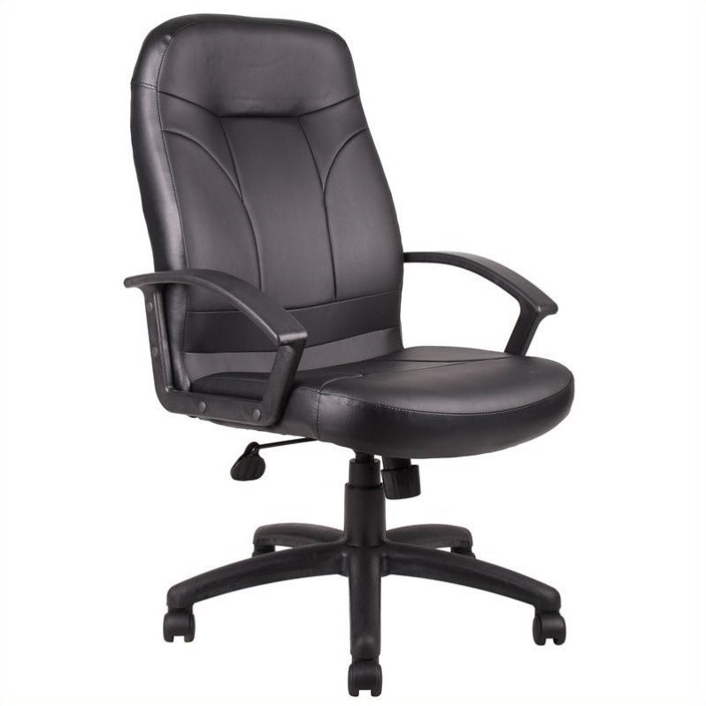 Boss Office Products Executive High Back LeatherPlus Chair in Black 