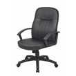 Boss Office Products Leather Contemporary Executive Office Chair in Black