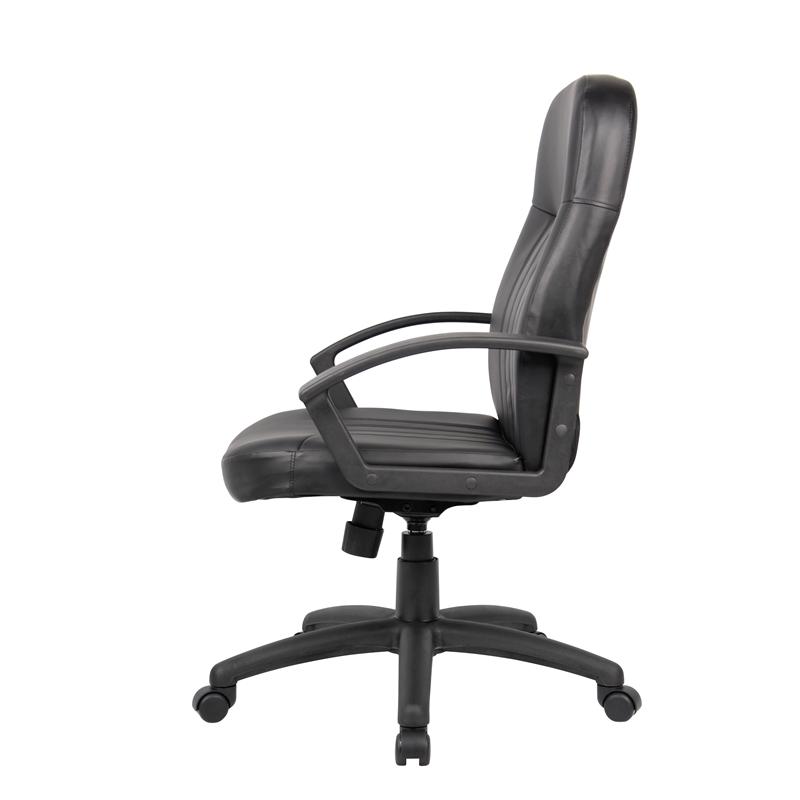 Boss Office Products Leather Contemporary Executive Office Chair in Black