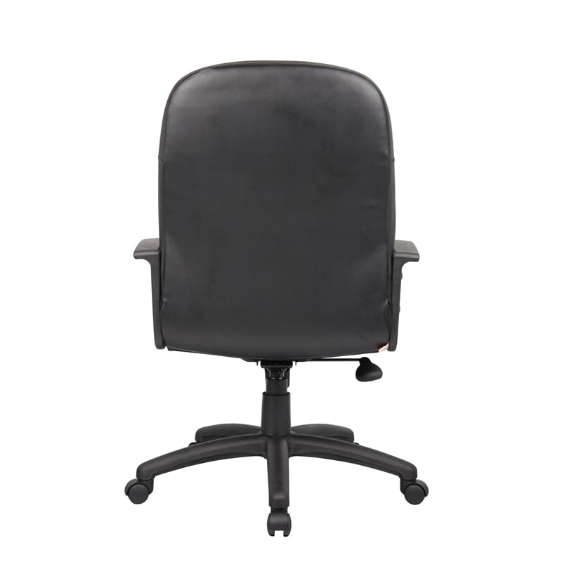 Boss Office Products Leather Contemporary Executive Office Chair in Black