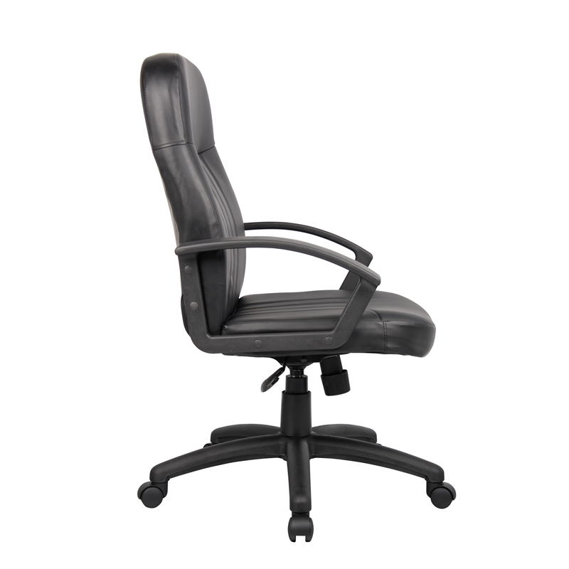 Boss Office Products Leather Contemporary Executive Office Chair in Black