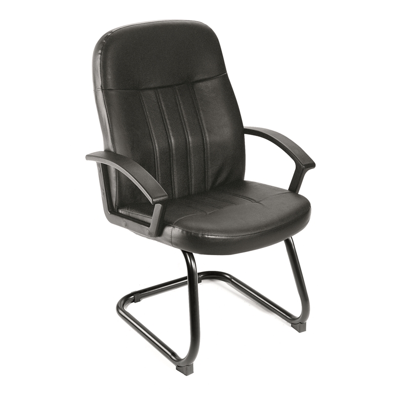 Boss Office Products Executive Leather Budget Guest Chair in Black
