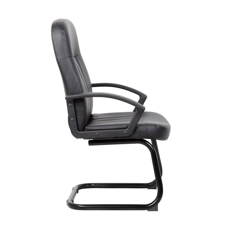 Boss Office Products Executive Leather Budget Guest Chair in Black
