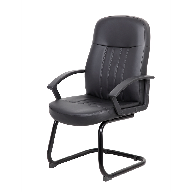 Boss Office Products Executive Leather Budget Guest Chair in Black