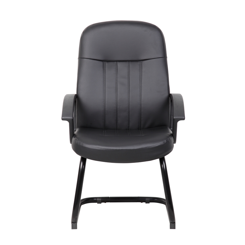 Boss Office Products Executive Leather Budget Guest Chair in Black