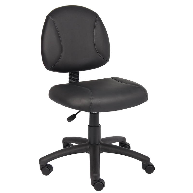 Boss Office Products Adjustable Black Leather Deluxe Posture Office Chair