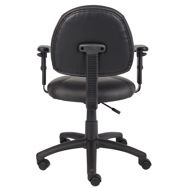 boss office products leather deluxe posture chair with adjustable arms in black