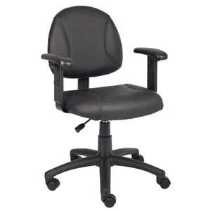 Boss Office Products Leather Deluxe Posture Chair with Adjustable Arms in Black