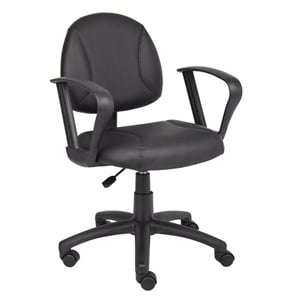 Boss Office Products LeatherPlus Deluxe Posture Chair with Loop Arms in Black