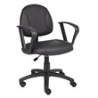 Boss Office Products LeatherPlus Deluxe Posture Chair with Loop Arms in Black